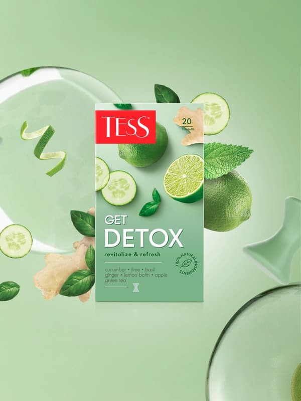 Чай зелёный TESS Get Detox с добавками 1,5гр*20 пакетиков